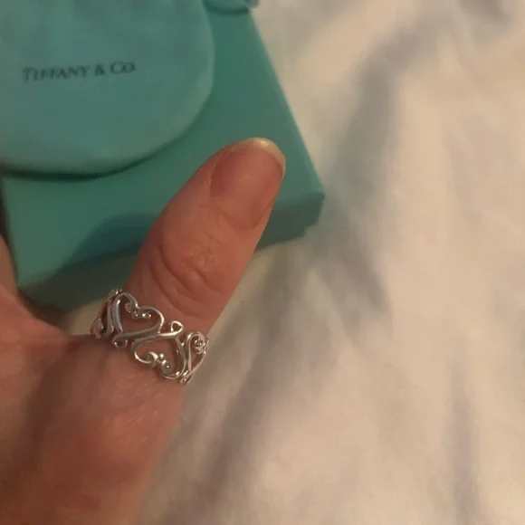 Tiffany & Co Paloma Venezia Goldoni Heart Ring - - Silver Sz8 - Picture 6 of 9